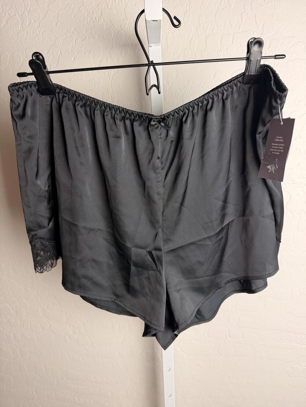 Audén Womens Satin Lace Sleep Shorts Black XL NWT